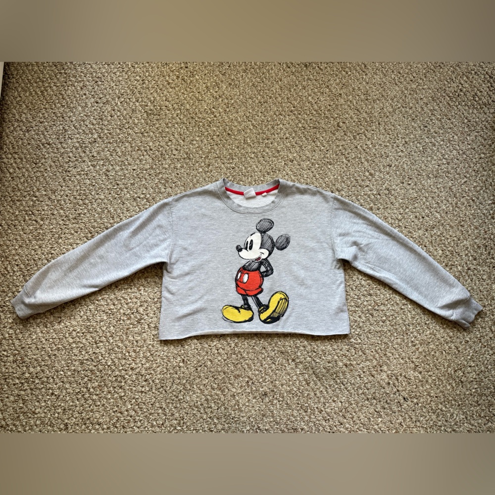 Disney Mickey Mouse Crop Top Crew Neck Sz M